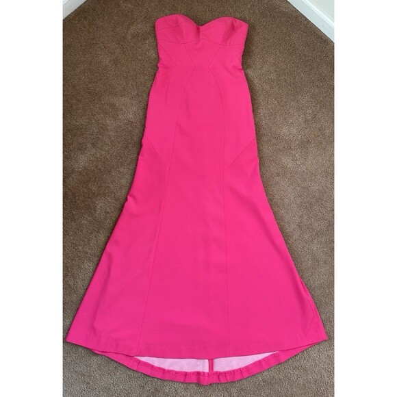 BCBG MaxAzria 'Surrey' ~ Pink Crepe Strapless Bustier Formal Gown 4 - Picture 2 of 16
